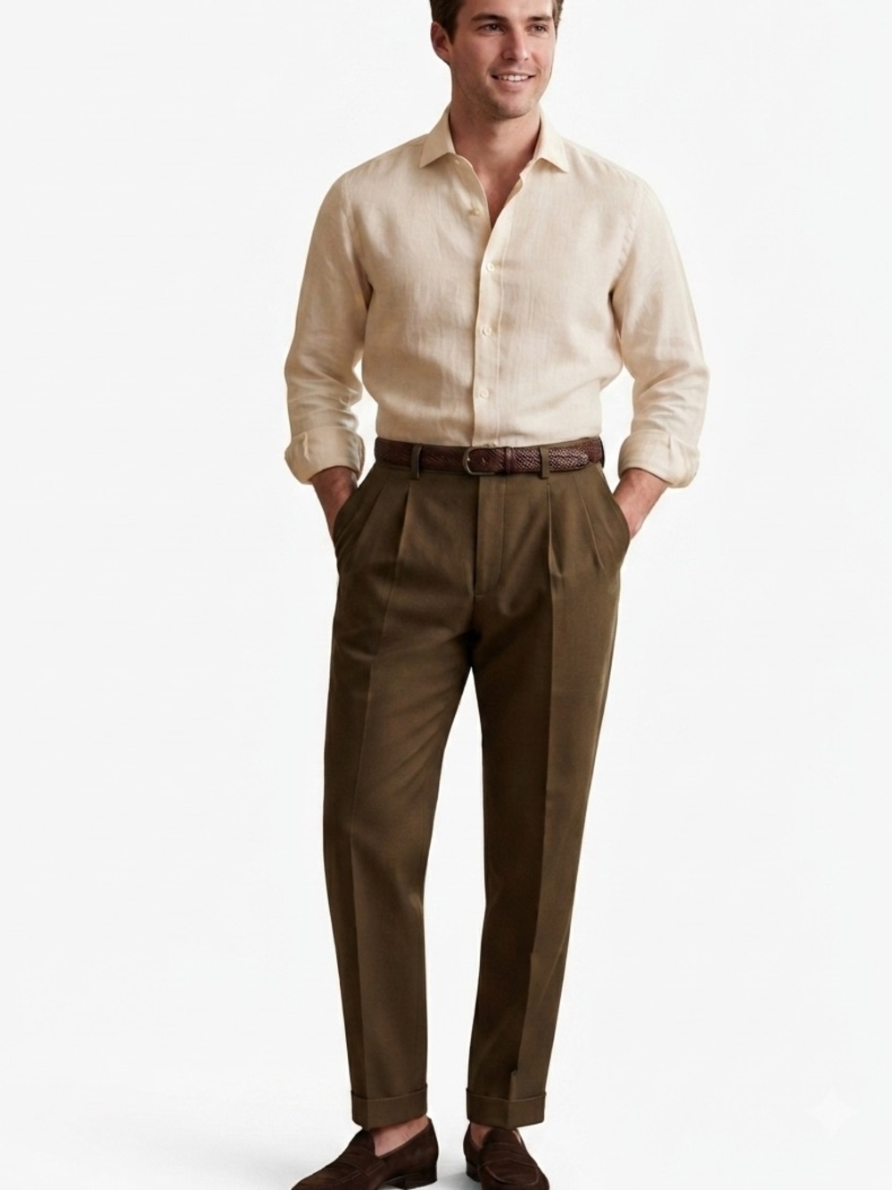 Perry Ellis Portfolio Premium No-Iron Wrinkle-Free Twill Khaki Pants 38x34